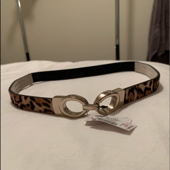 White House Black Market Accessories - WHBM genuine calf hair leopard leather lined belt